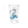 Clear glass pint glass with Caddo Lake map and text design.