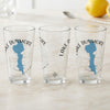 Three clear glasses featuring a blue silhouette of Lake Dunmore, Vermont.