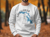 White sweatshirt with Lake Eufaula Oklahoma map and compass design.