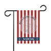 Garden flag with red and white stripes, "Bluestone Lake" and compass, "The Smith Family".