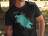 Black t-shirt with Georgian Bay, Ontario map and compass rose design.