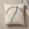 Cream pillow with Canandaigua Lake map, compass rose, and New York text.