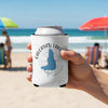 White can cooler with Calcasieu Lake outline and compass rose design.