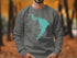 Grey sweatshirt with a turquoise map of Lake Waco and "Beautiful Lake Waco Texas" text.