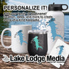 Mug, tumbler, and water bottle with "Lynx Lake" logo and nautical compass design.