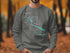 Dark grey sweatshirt with Lake Sonoma map and compass design.