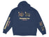 Navy hoodie with "Chickamauga Lake" text and lake-themed graphics on front and sleeves.