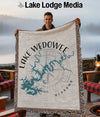 Throw blanket featuring a Lake Wedowee map and compass rose with fringed edges.