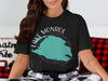 Black t-shirt with Lake Monroe, Florida map graphic and compass rose.