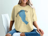T-shirt with Pyramid Lake Nevada map and compass graphic.