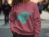 Rose pink sweatshirt with teal Indian Lake Ohio map design.