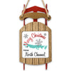 Wooden sled ornament with "Merry Christmas from North Channel" and snowflakes.