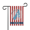 Garden flag with red and white stripes, Payette Lake shape, and "The Smith Family".