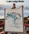 Throw blanket with Center Hill Lake map and compass design, Tennessee.