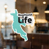 Newfoundland shape sticker with "Newfound life" text and copyright.