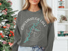 Grey sweatshirt with "CHICKAMAUGA LAKE TENNESSEE" printed over a compass and map design.