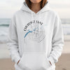 White hoodie with Cherokee Lake and compass design, copyright text.