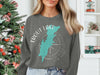 Gray sweatshirt with Trout Lake map and compass graphic, New York.