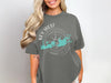 Grey t-shirt with "Key West Florida" text and aqua map within a compass graphic.