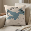 Lake Arrowhead California map on a decorative pillow with a compass design.