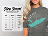 Comfort Colors 1717 heavyweight adult tee size chart with width and length measurements in inches.