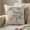 Keystone Lake Oklahoma map and compass design on a throw pillow.