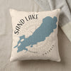 Sand Lake Ontario map pillow with compass rose graphic.