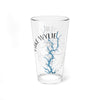 Glass tumbler with Lake Wylie map design and compass rose.