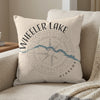 Pillow with "Wheeler Lake Alabama" text and lake outline on compass graphic.