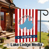 Garden flag with Lake Mendota map, red and white stripes, and "The Smith Family".