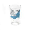 Clear glass pint glass with blue Lake Gregory map and compass graphic.