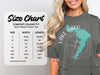 Comfort Colors 1717 heavyweight adult tee size chart with width and length measurements in inches.