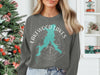 Lakewood Lakes, Missouri graphic on a dark gray crewneck sweatshirt.