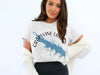 White t-shirt with Grapevine Lake Texas map and compass design.