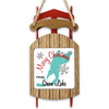 Sled ornament with "Merry Christmas From Snow Lake" text and snowflakes.
