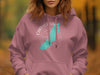 Rose hoodie with Carlyle Lake map and compass design, Illinois text.