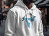 White hoodie with "Lake Cuyamaca California" map design and compass graphic.