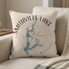 Smithville Lake Missouri map design on a decorative throw pillow.