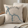 Pillow with blue Pickwick Lake map graphic and Tennessee text.