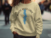 Yellow crewneck sweatshirt with "White Rock Lake Texas" graphic and compass rose design.
