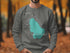 Grey sweatshirt with turquoise lake map and "Beautiful Ossipee Lake New Hampshire" text.
