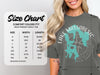 Comfort Colors heavyweight adult tee size chart with measurements in inches for width and length.
