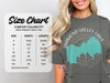 Size chart for Comfort Colors 1717 heavyweight adult tee with width and length measurements.