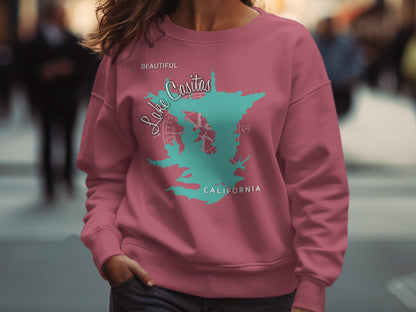 Lake Casitas California Map Design T-Shirt or Sweatshirt