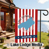 Red and white striped flag with "Lake Quinault Washington" and "The Smith Family" text.