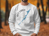 White crewneck sweatshirt with Key Largo, Florida map and compass graphic.