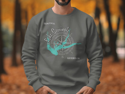 Grey sweatshirt with "Beautiful Lake Seminole Georgia" and compass rose.