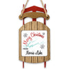 Red metal sled ornament with a wooden front displaying "Merry Christmas From Norris Lake".