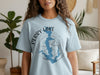 Light blue t-shirt with Perry Lake Kansas map and compass graphic.