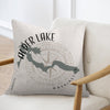 Pillow with Alder Lake map design and compass, includes Washington text.